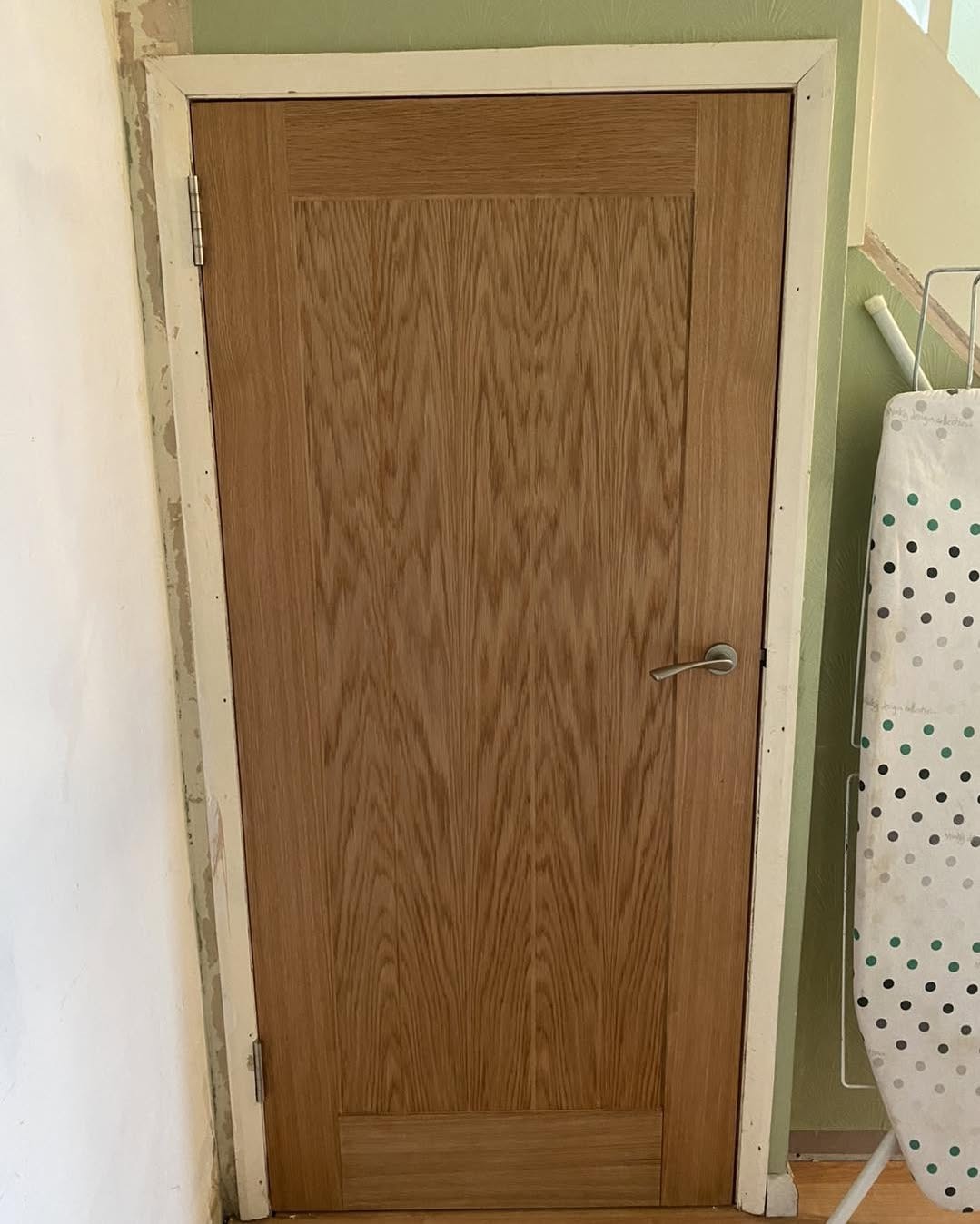 Oak under-stairs door modified to match